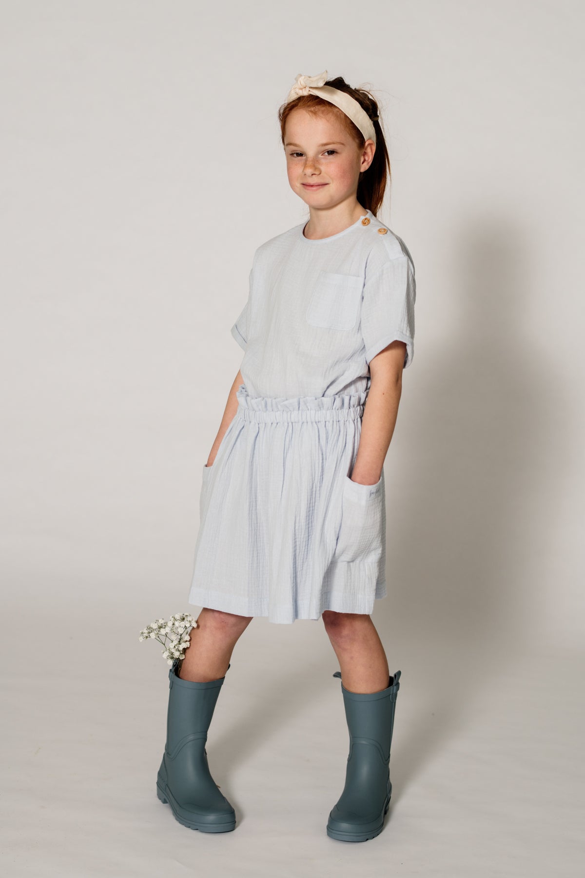 Bow Boxy Top // KIDS // Sky blue